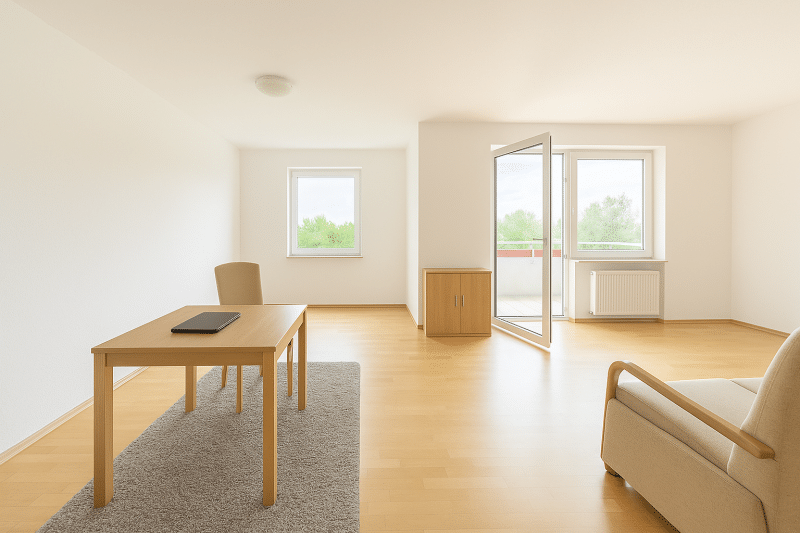 Wohnzimmer mit Balkonzugang