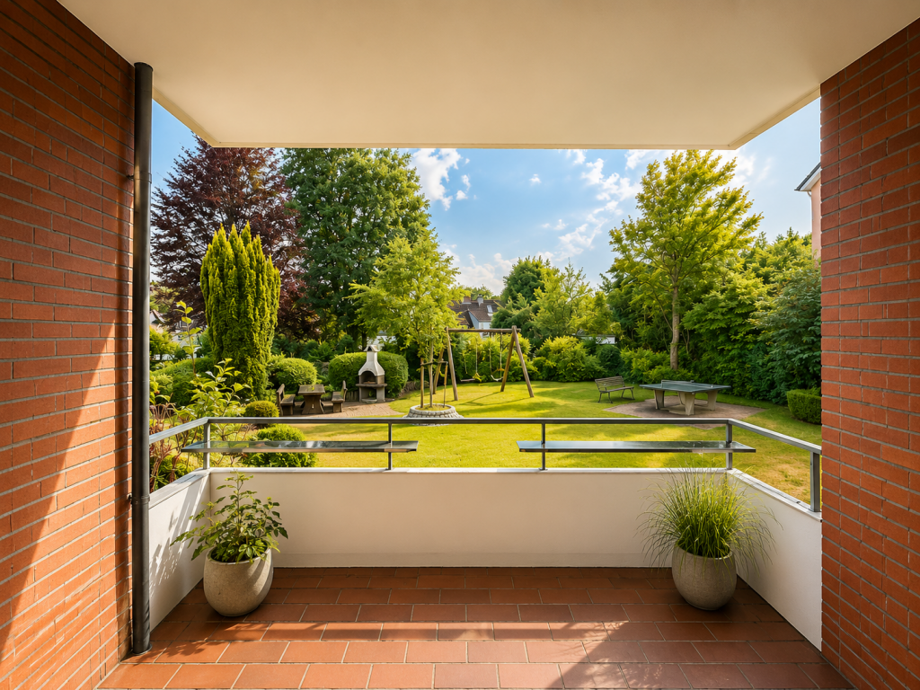 Loggia-Balkonblick aus der Küche Loggia-Balkonblick aus der Küche